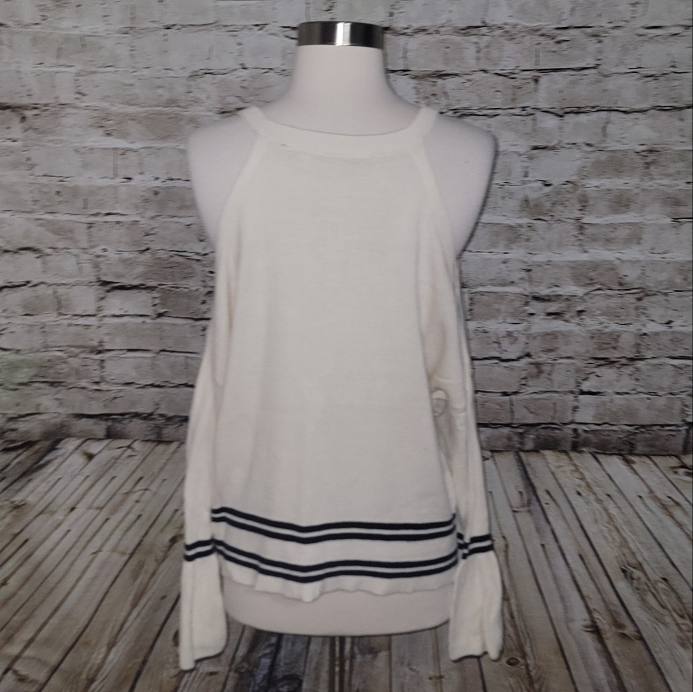 Anthropologie Knitted&Knotted Sweater Size M Cream/Blue - Picture 4 of 11